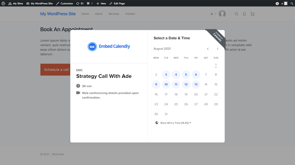 embed calendly